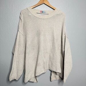 Free People Beach Cozy Cream Knit Sweater open tie back sz M